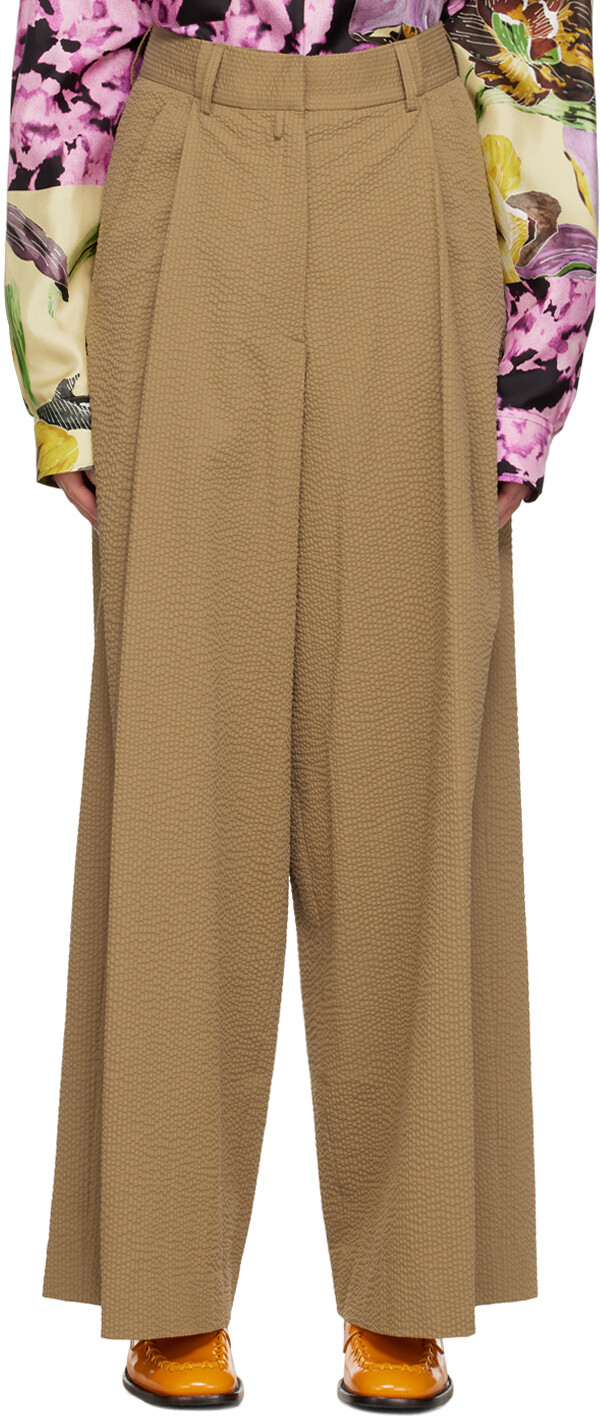 

Коричневые широкие брюки Dries Van Noten, Коричневый