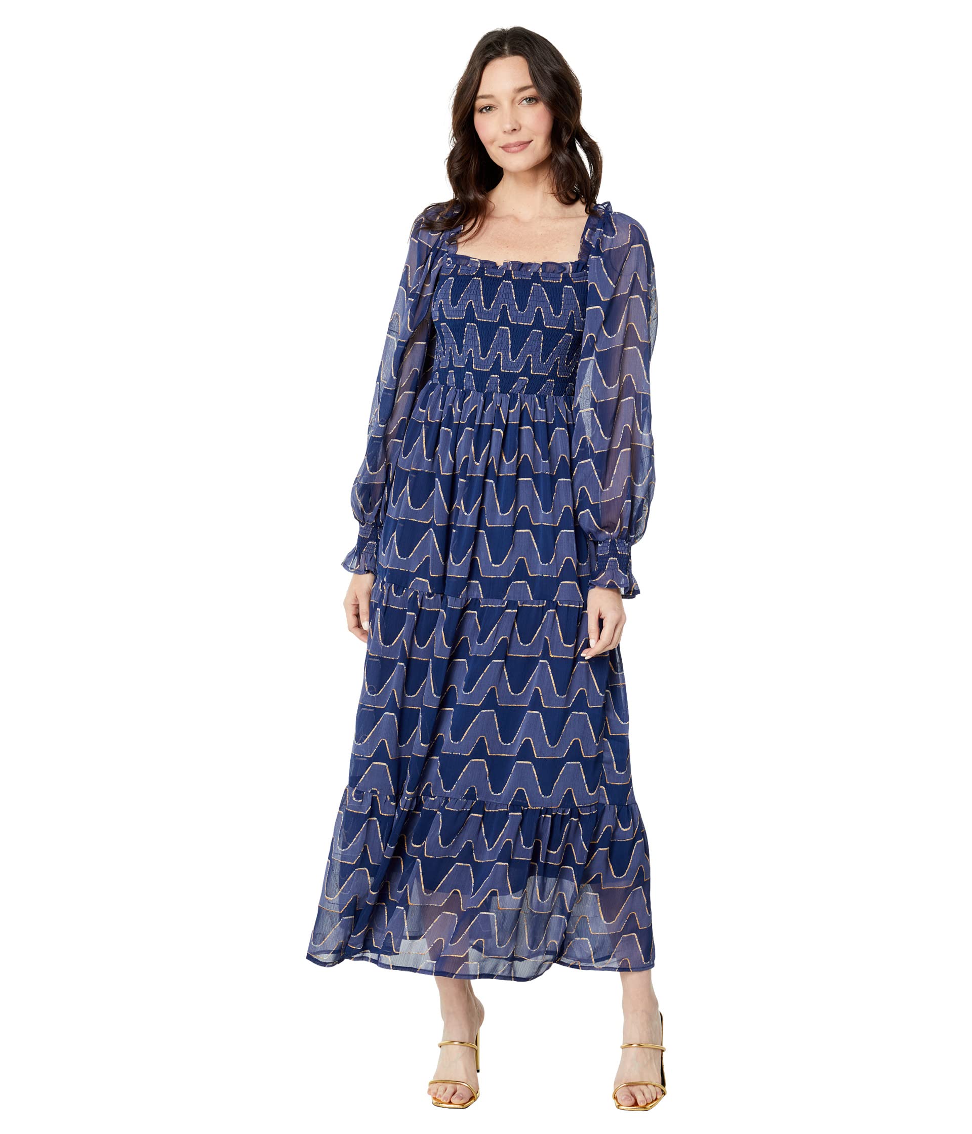 Платье MOON RIVER, Textured Smocked Midi Dress спальный блок moon solitaire navy 2020