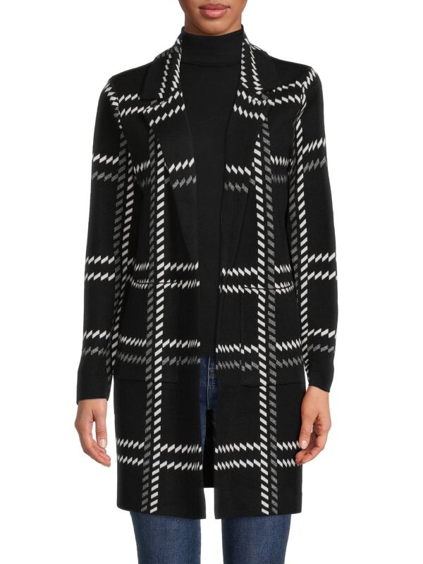 

Пальто в клетку с открытым передом Sioni Black ivory
