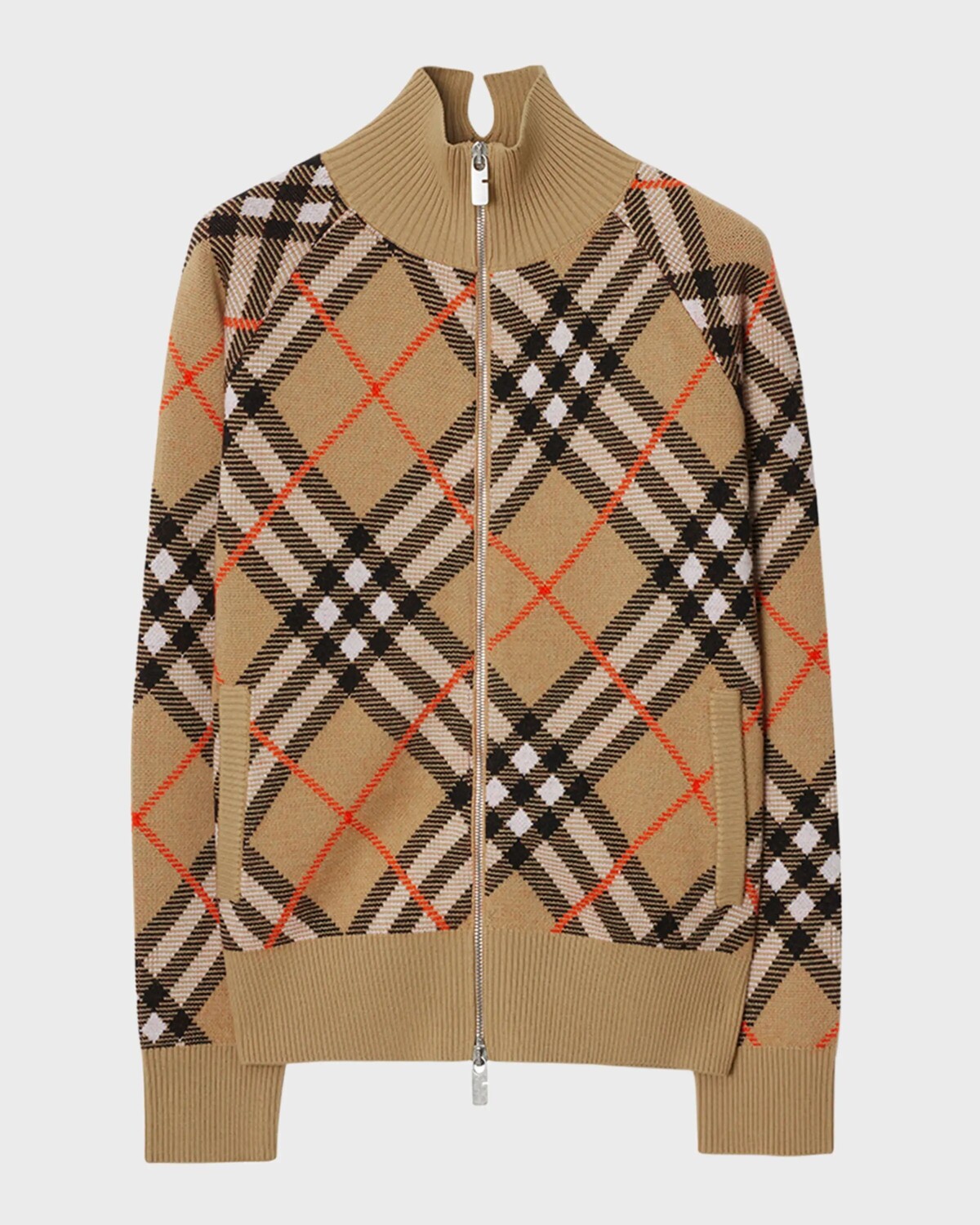 

Трикотажная куртка в клетку Burberry, цвет Sand Ip Check