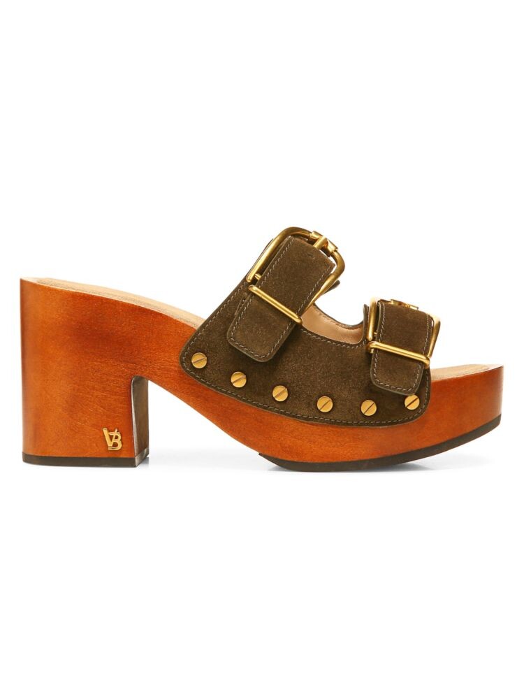 

Замшевые сандалии на платформе с клогами Veronica Beard, цвет Olive Green