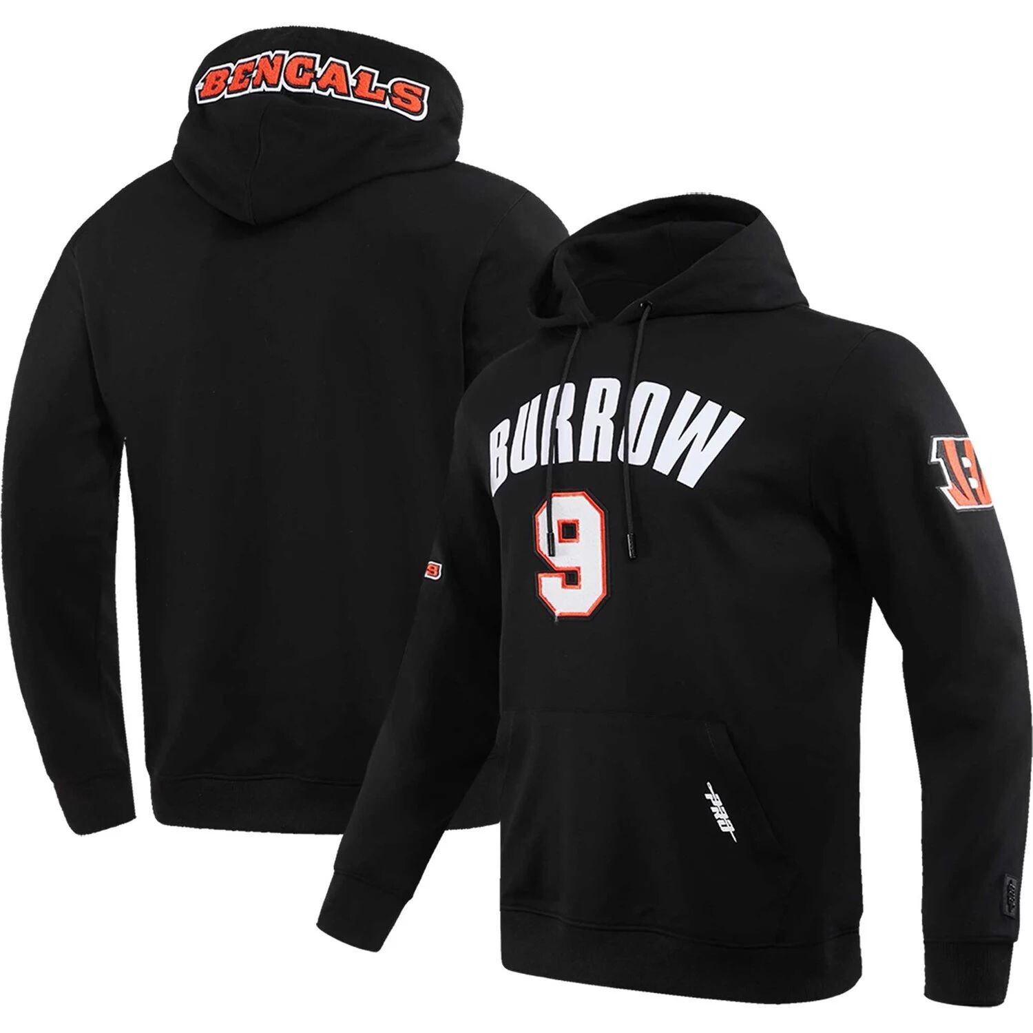 

Мужской пуловер с капюшоном Pro Standard Joe Burrow черного цвета Cincinnati Bengals с именем и номером игрока, Черный