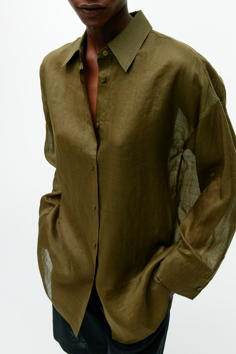 Мерцающая рубашка из рами Arket, хаки рубашка camel active длинный рукав размер 36 хаки