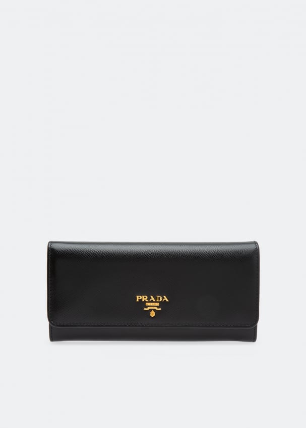 Кошелек PRADA Leather wallet, черный кошелек leather snake wallet rassvet зеленый