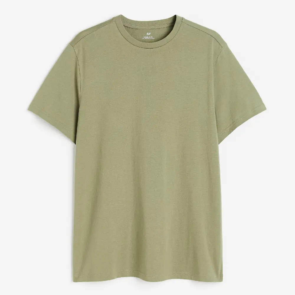 

Футболка H&M Regular Fit Crew-neck, зеленый хаки
