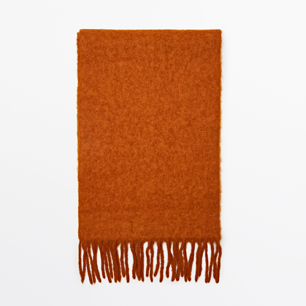 

Шарф Massimo Dutti Wool Blend With Fringe Detail, оранжевый