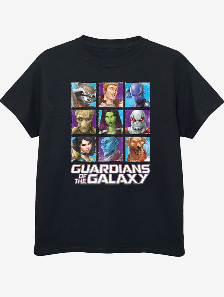 

Детская черная футболка NW2 Guardians of the Galaxy Faces George., черный