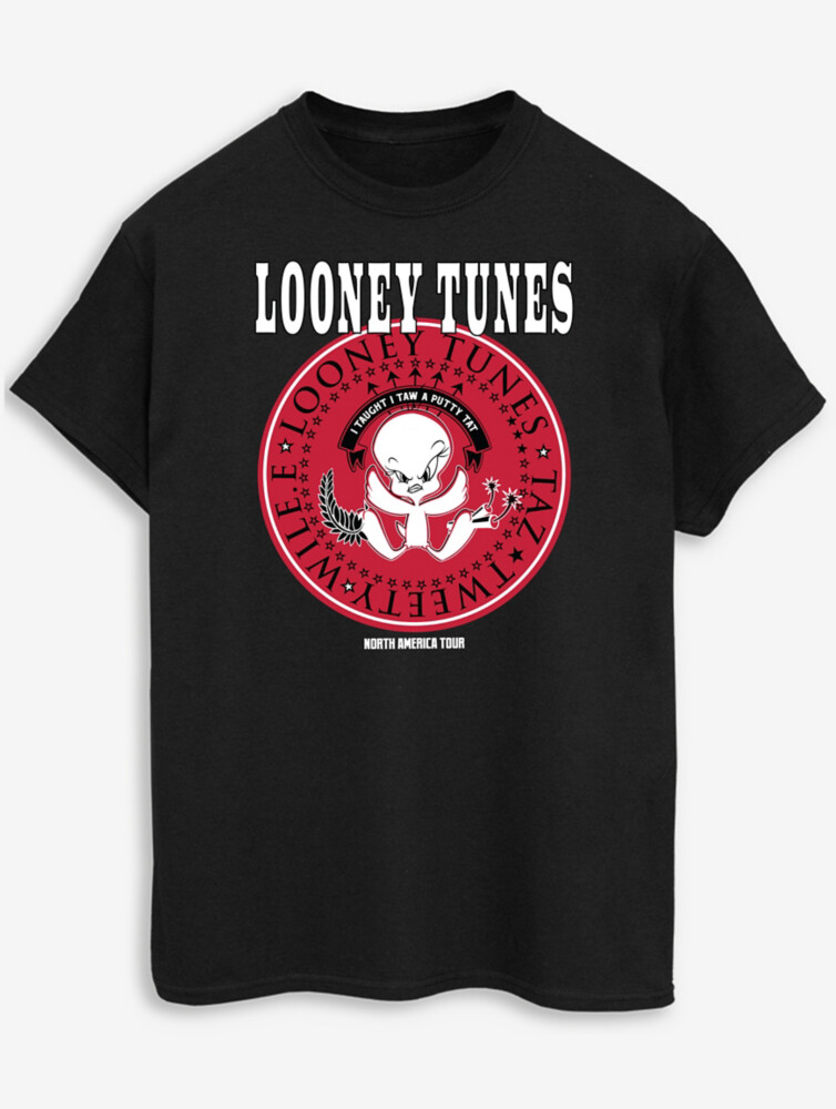 

Черная футболка с принтом для взрослых NW2 Looney Tunes Tweety Rock George., черный