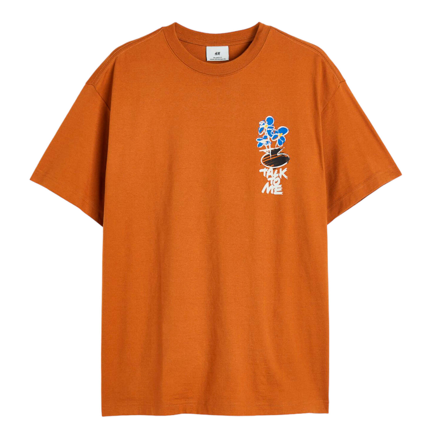 

Футболка H&M Mit Print Relaxed Fit, коричневый