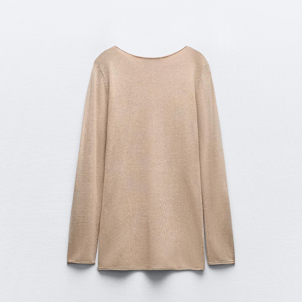 цена Свитер Zara Plain Fine Knit, бежево-розовый