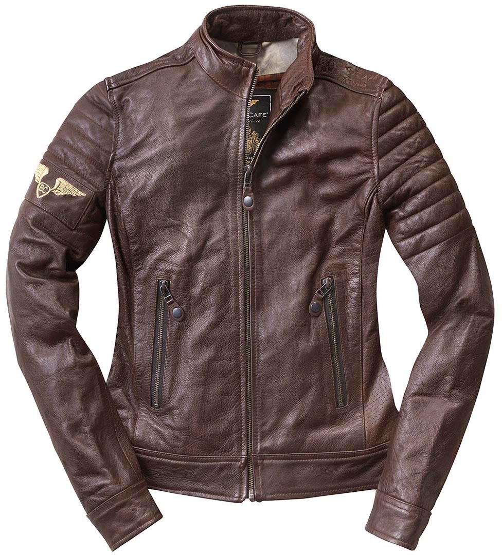 цена Женская мотоциклетная кожаная куртка Black-Cafe London Ilam с коротким воротником, коричневый