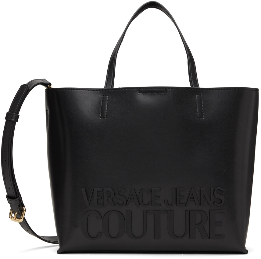 

Черная объемная сумка с короткими ручками Institutional Logo Versace Jeans Couture
