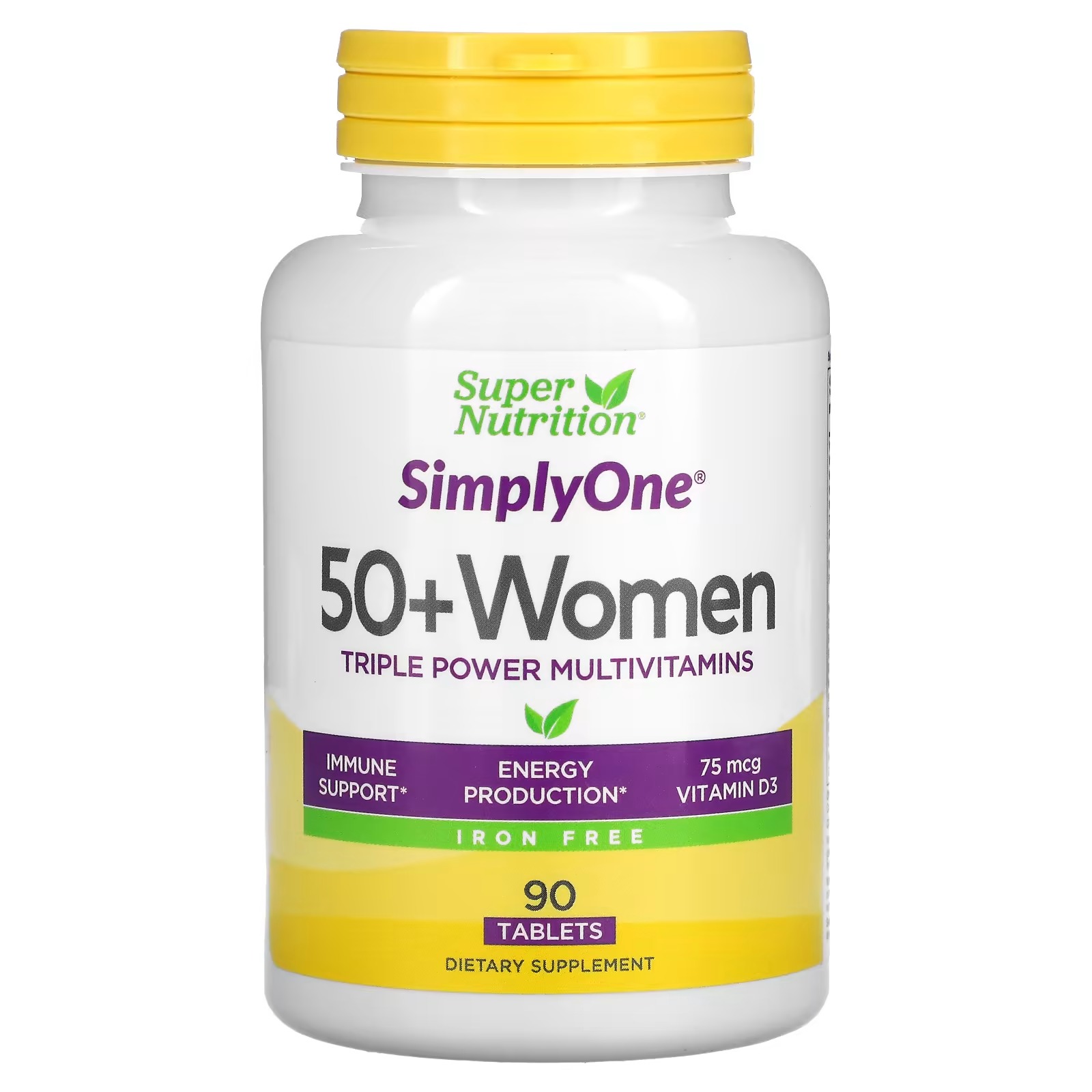 Мультивитамины Super Nutrition Triple Power для женщин старше 50 лет, 90 таблеток мультивитамины new chapter для женщин старше 50 лет ягодно цитрусовая 90 жевательных таблеток