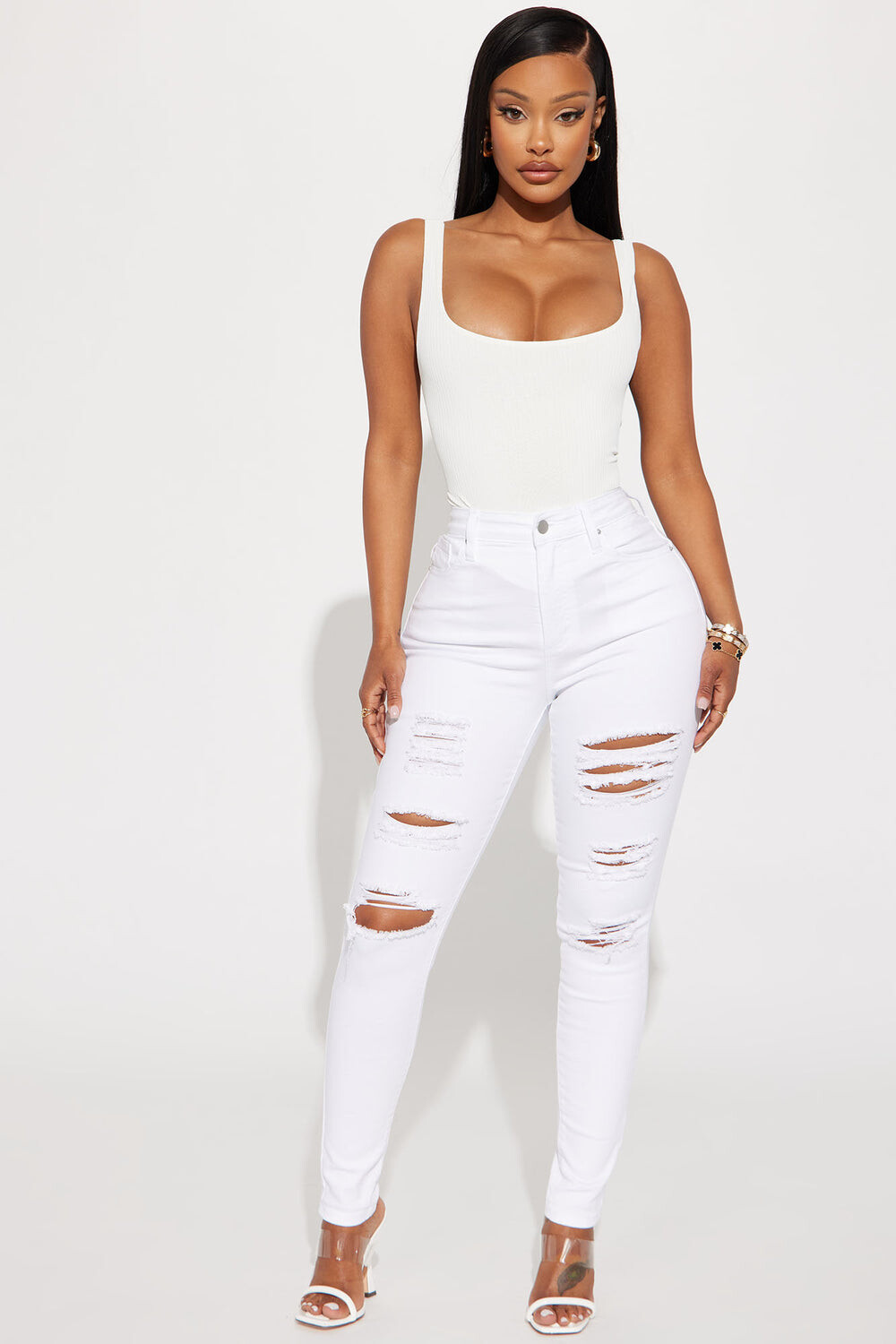 

Джинсы скинни Fashion Nova JN22020601SKDISTRESSED, белый