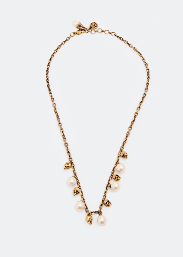 Ожерелье ALEXANDER MCQUEEN Pearly skull necklace, золотой alexander mcqueen золотистый браслет с жемчужинами chain pearl bracelet