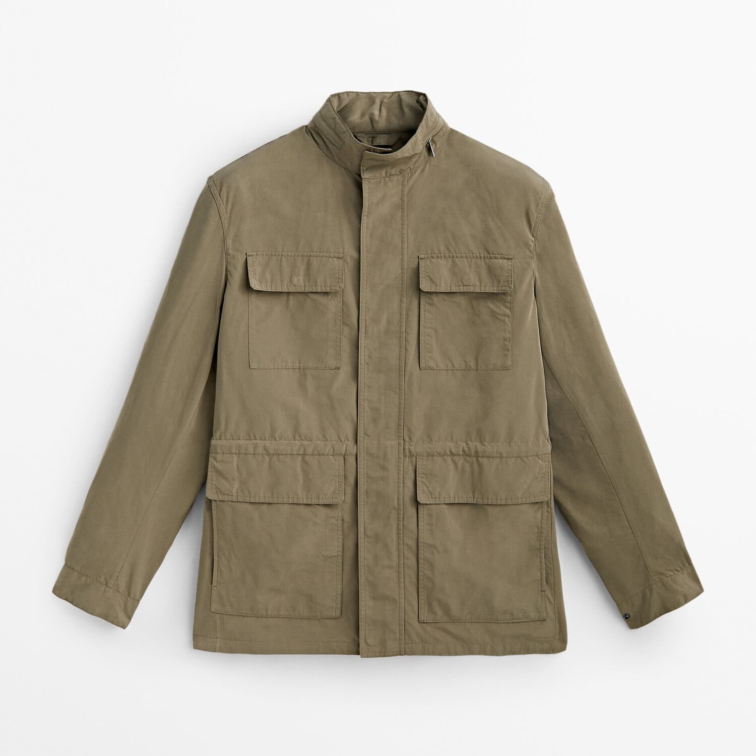 

Куртка из высокотехнологичной ткани с капюшоном и застежкой-молнией Massimo Dutti, светлый цвет жженого сахара, Серый