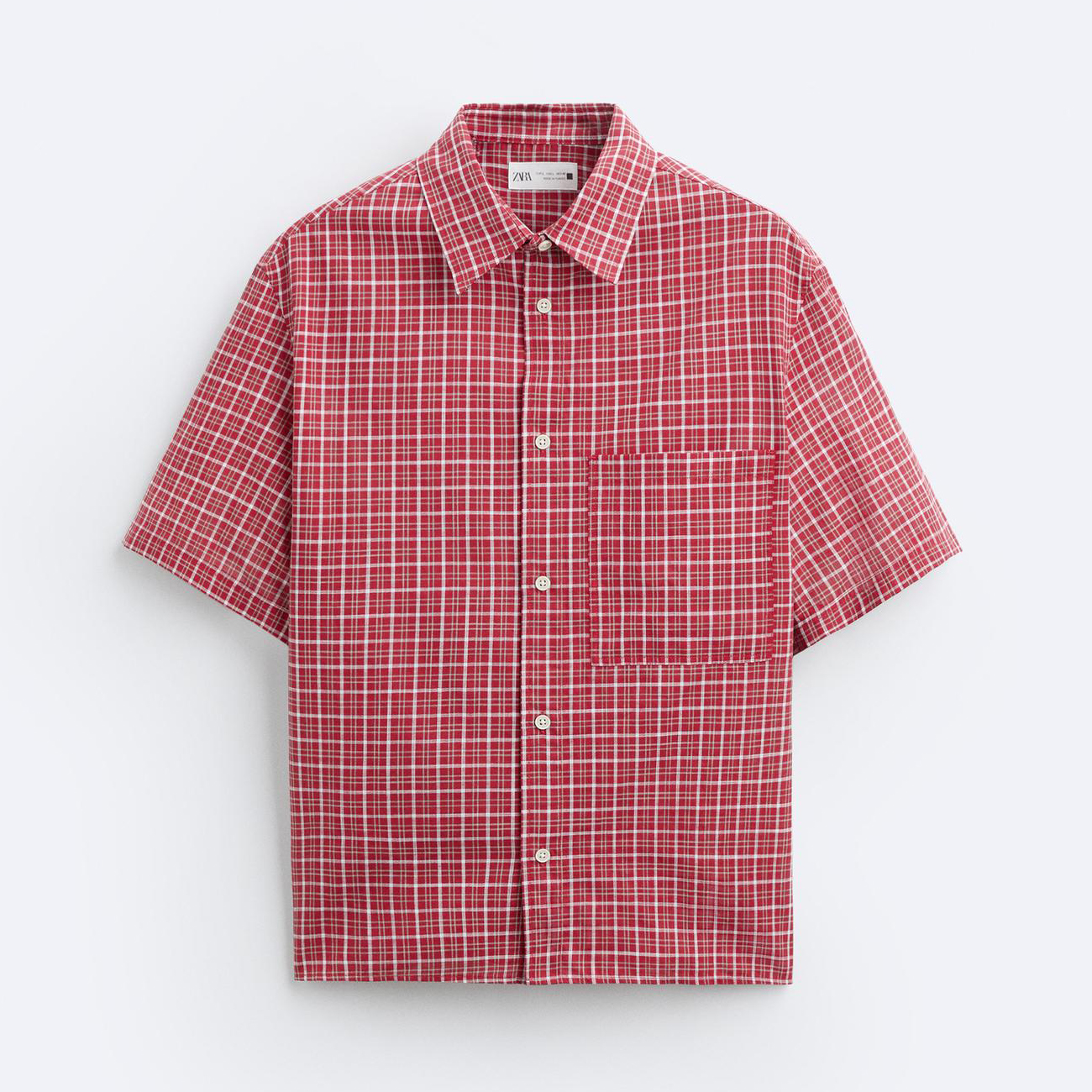 Рубашка Zara Check, красный рубашка zara kids oversized check кремовый красный