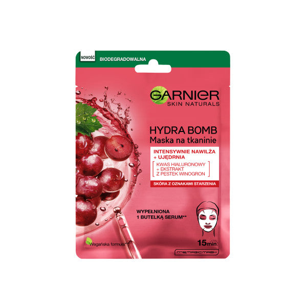 Garnier Тканевая укрепляющая маска Hydra Bomb с экстрактом виноградных косточек и гиалуроновой кислотой 28г