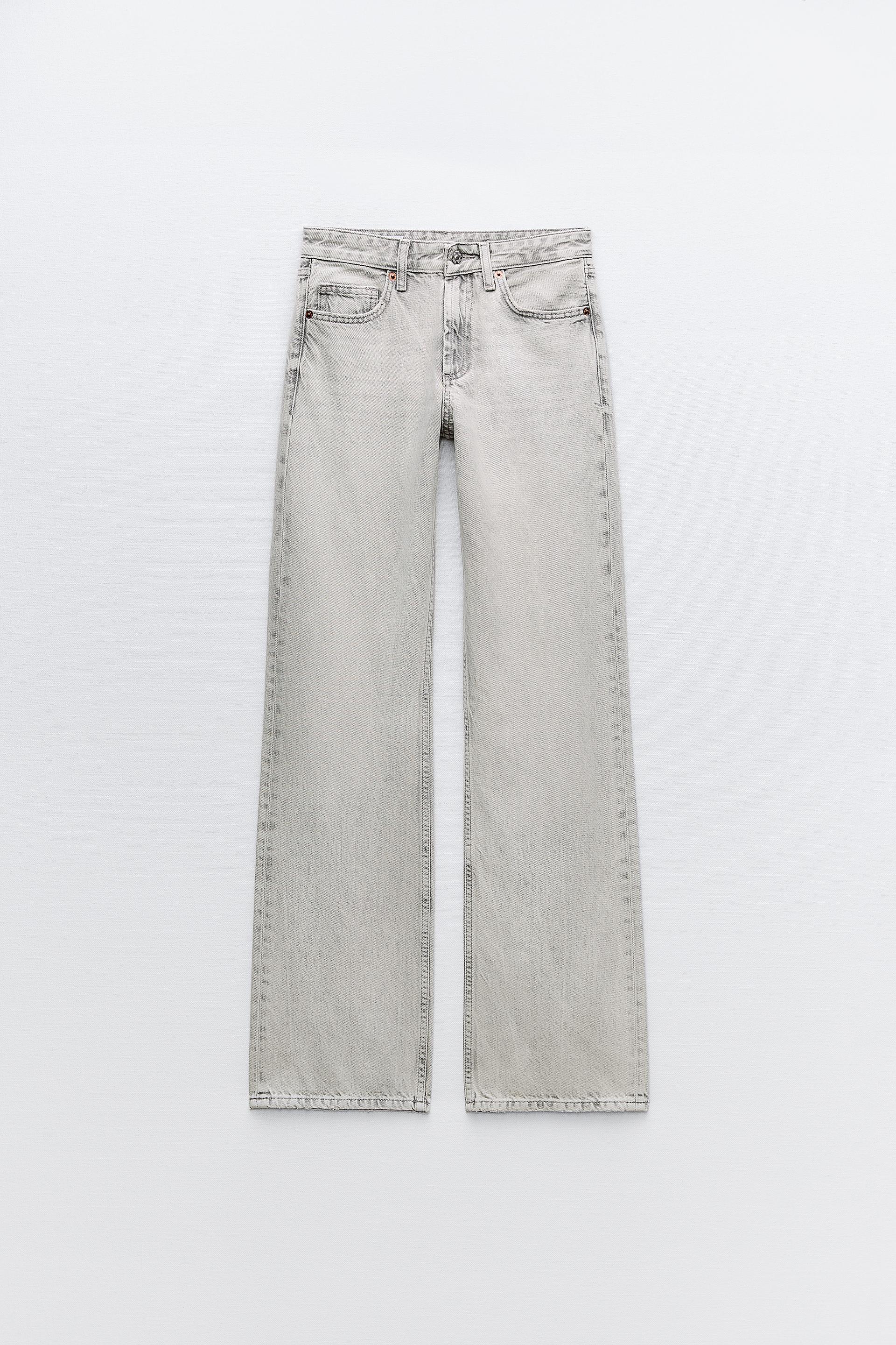 Джинсы Zara Trf Wide-leg Full Length, светло-серый джинсы zara trf wide leg full length светло серый