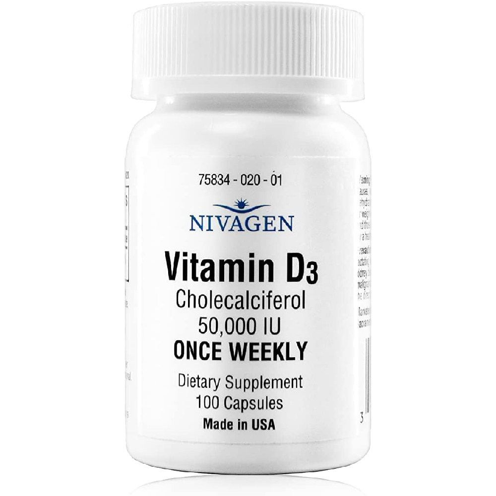 Витамин D3 Nivagen Pharmaceuticals Inc 50 000 МЕ, 2X100 капсул детский кальций с витамином d3 solgar u cubes 120 таблеток