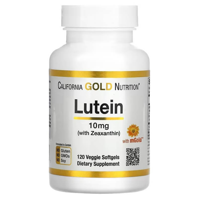цена Лютеин с зеаксантином California Gold Nutrition 10 мг, 120 капсул