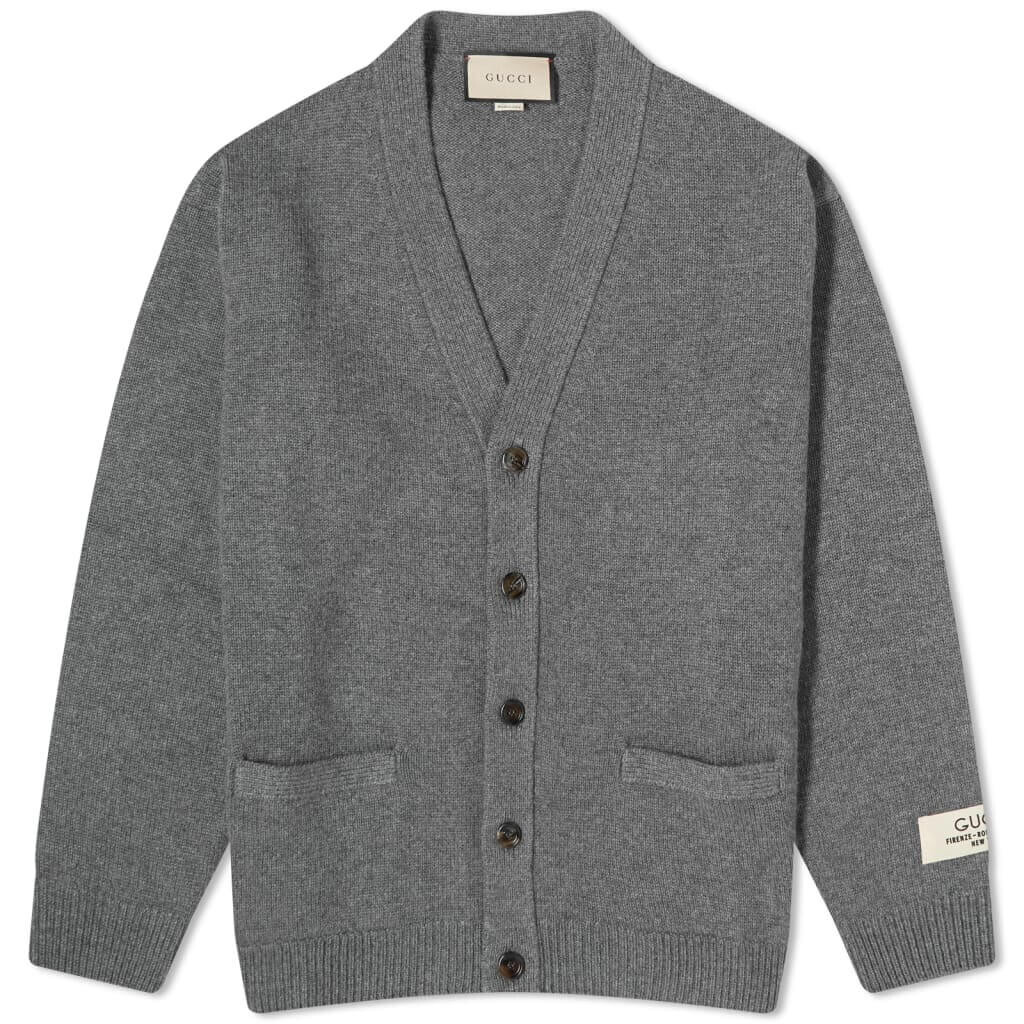 

Кардиган Gucci Cashmere Patch Logo, серый