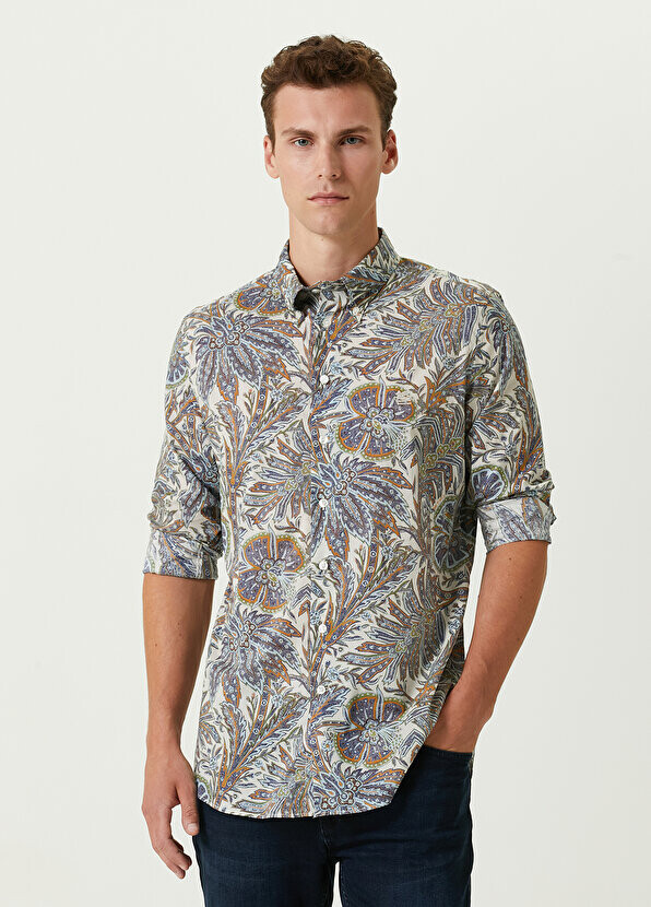 

Синяя рубашка с этническим рисунком Etro