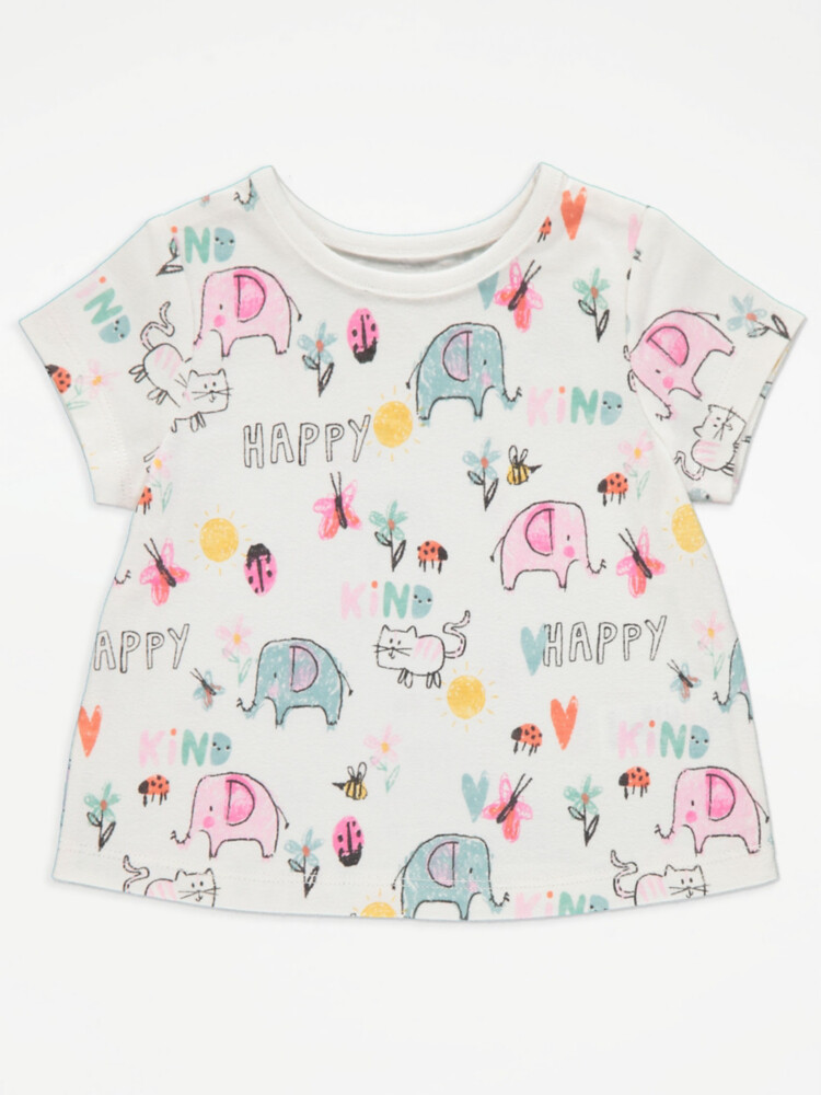 

Белая футболка с рисунком Happy Elephant George., белый