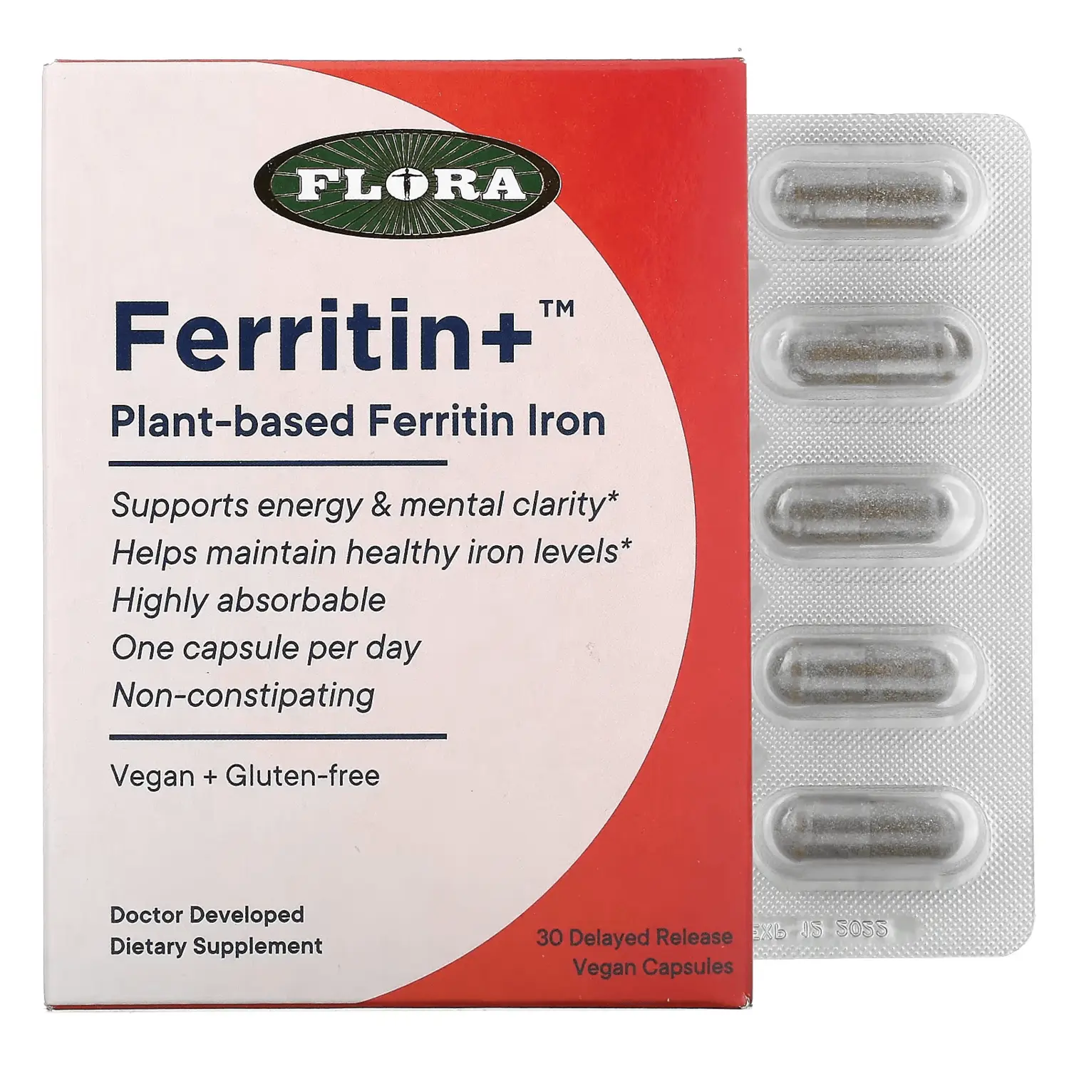 

Ferritin+ железо растительного происхождения Flora, 30 капсул