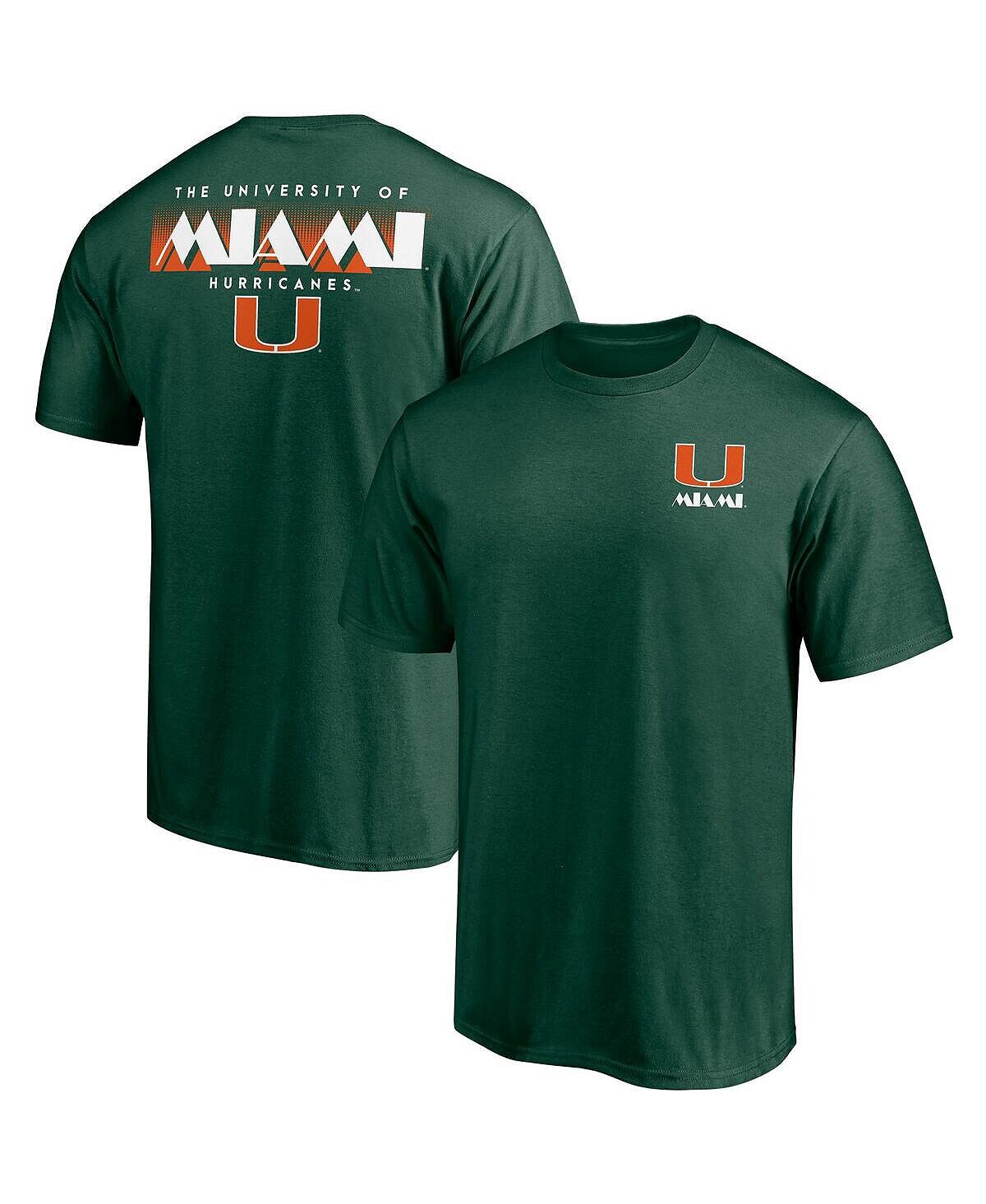 

Мужская фирменная зеленая футболка miami hurricanes hometown collection 2-hit Fanatics, зеленый