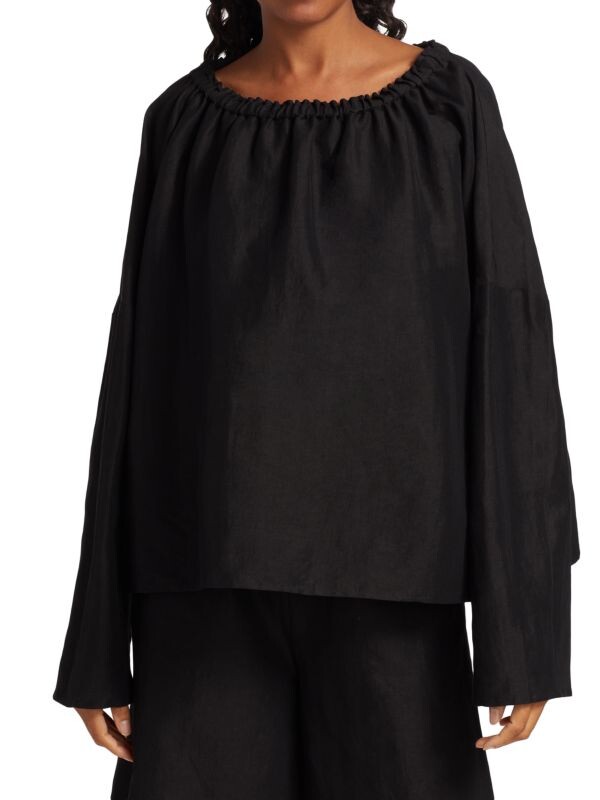 

Эластичная льняная блузка Totême Black