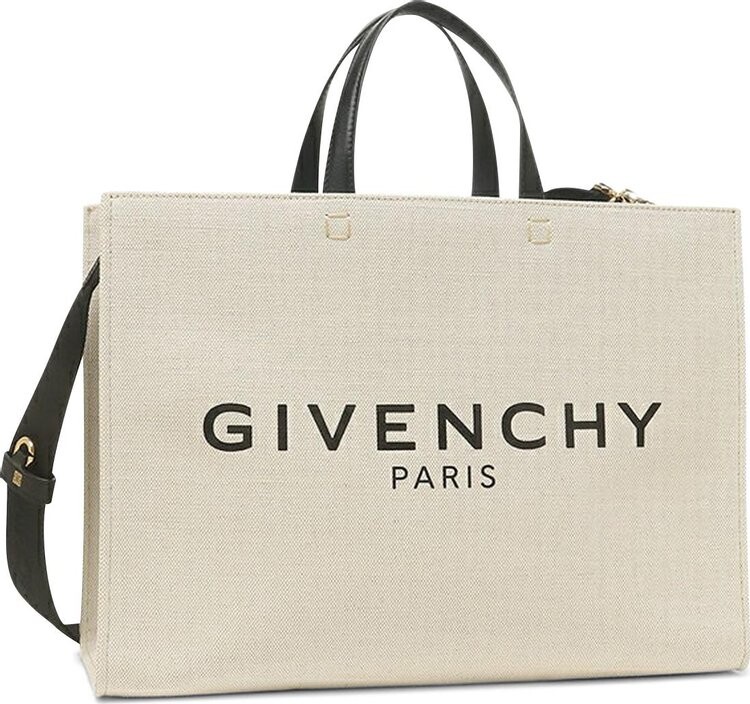

Сумка Givenchy Medium G Tote Shopping Bag In Canvas Beige/Black, черный