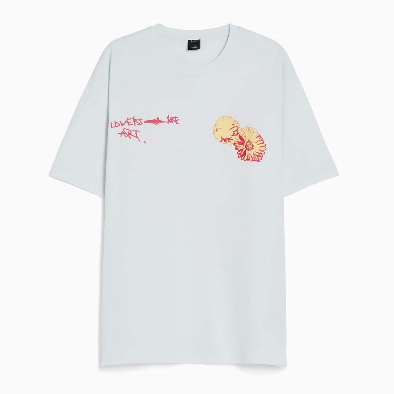 

Футболка Bershka Print Boxy Fit Short Sleeve, белый