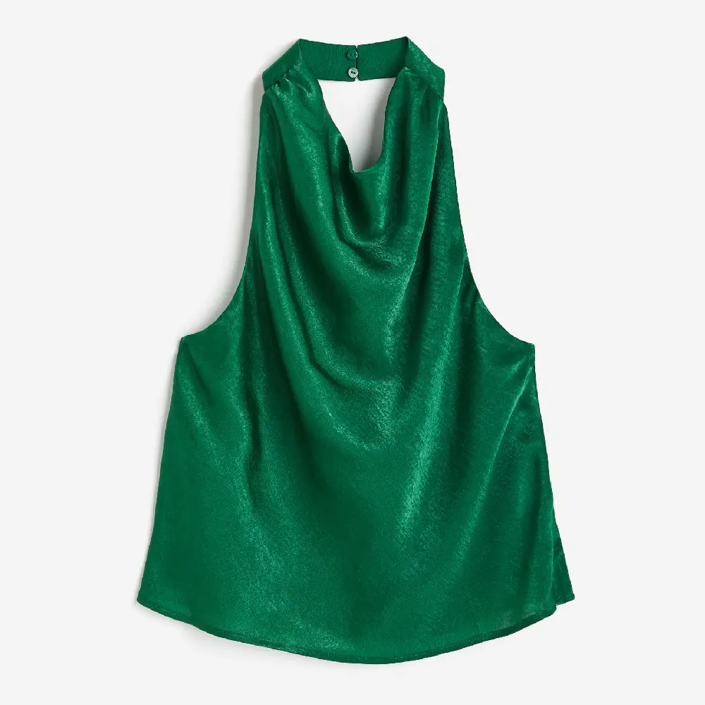 

Топ H&M Satin Halterneck, зеленый