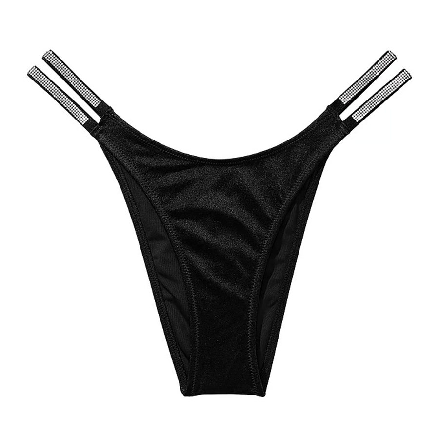 Плавки бикини Victoria's Secret Swim Double Shine Strap Brazilian Smooth, черный