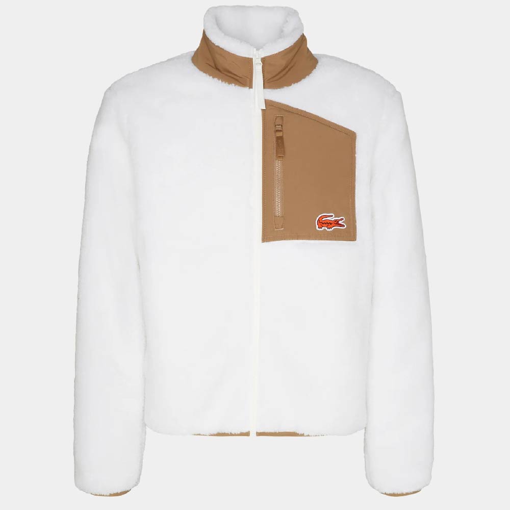 Толстовка Lacoste Exclusive Unisex Fleece lining, белый/коричневый мужская толстовка lacoste sport fleece hoodie серый размер l