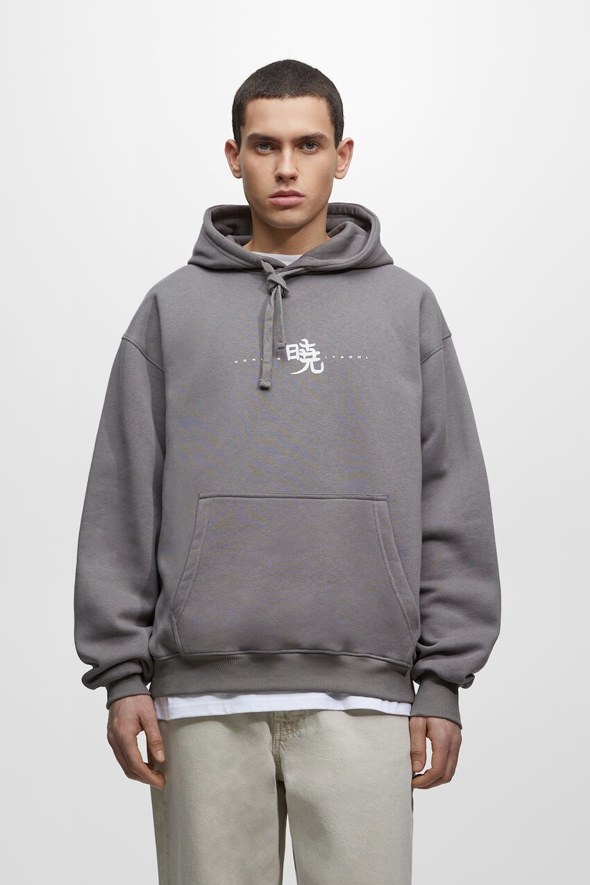 

Grey Naruto Itachi hoodie Pull&Bear, серый
