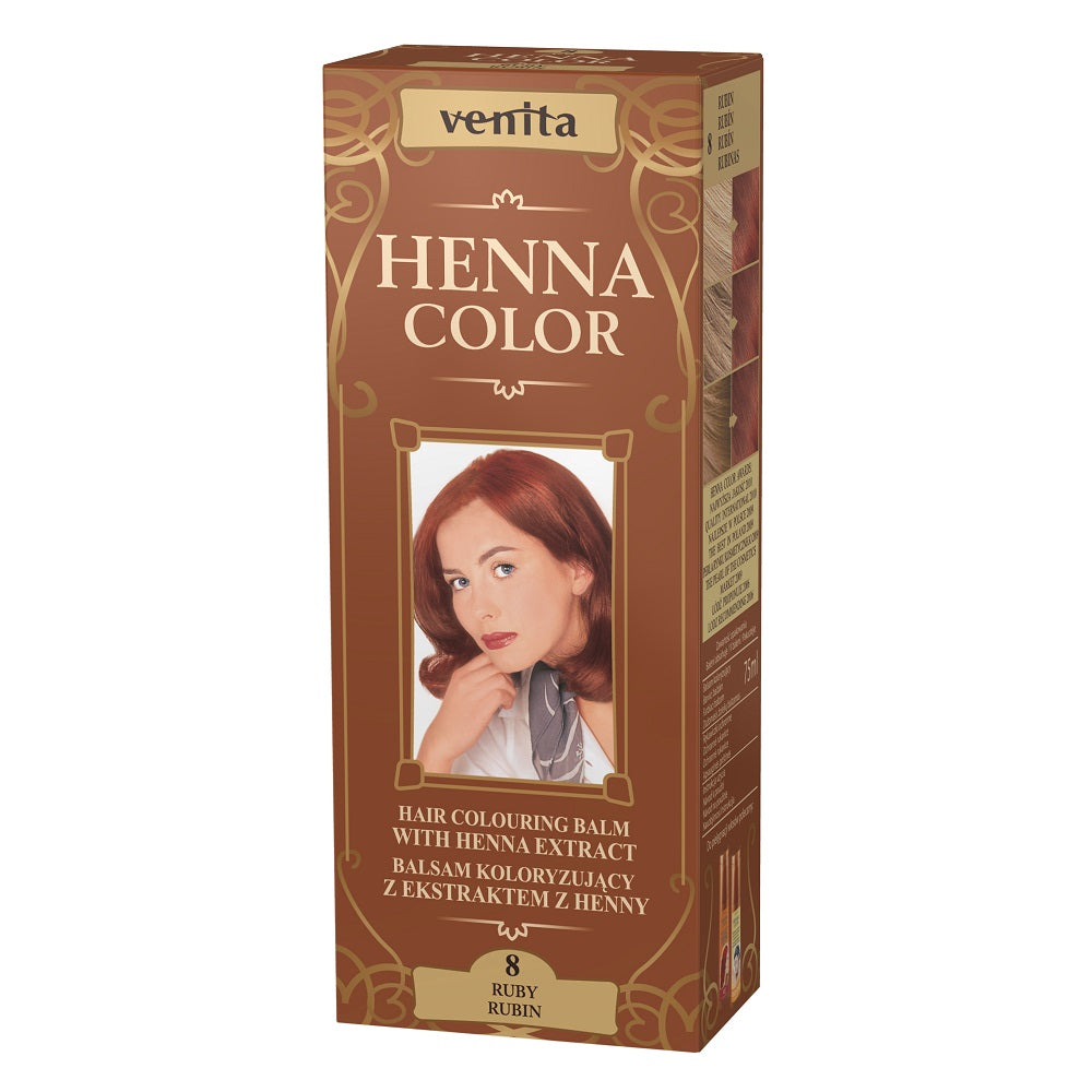 цена Venita Красящий бальзам Henna Color с экстрактом хны 8 Рубин 75мл