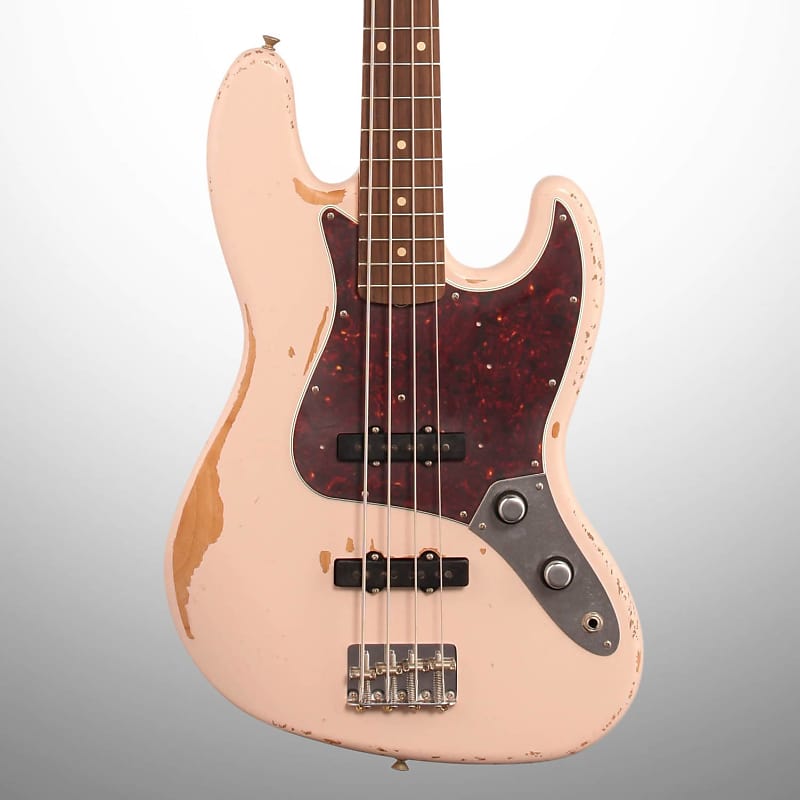 Бас-гитара Fender Flea Jazz Electric Bass (с чехлом), розовый цвет Roadworn Shell Flea Jazz Bass цена и фото