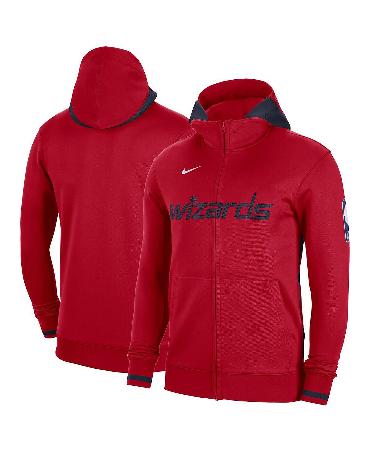 цена Мужская красная толстовка с капюшоном на молнии washington wizards authentic showtime performance Nike, красный