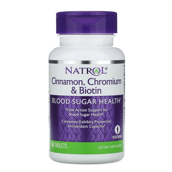 Корица, хром и биотин, 60 таблеток, Natrol мочегонное средство 60 таблеток natrol