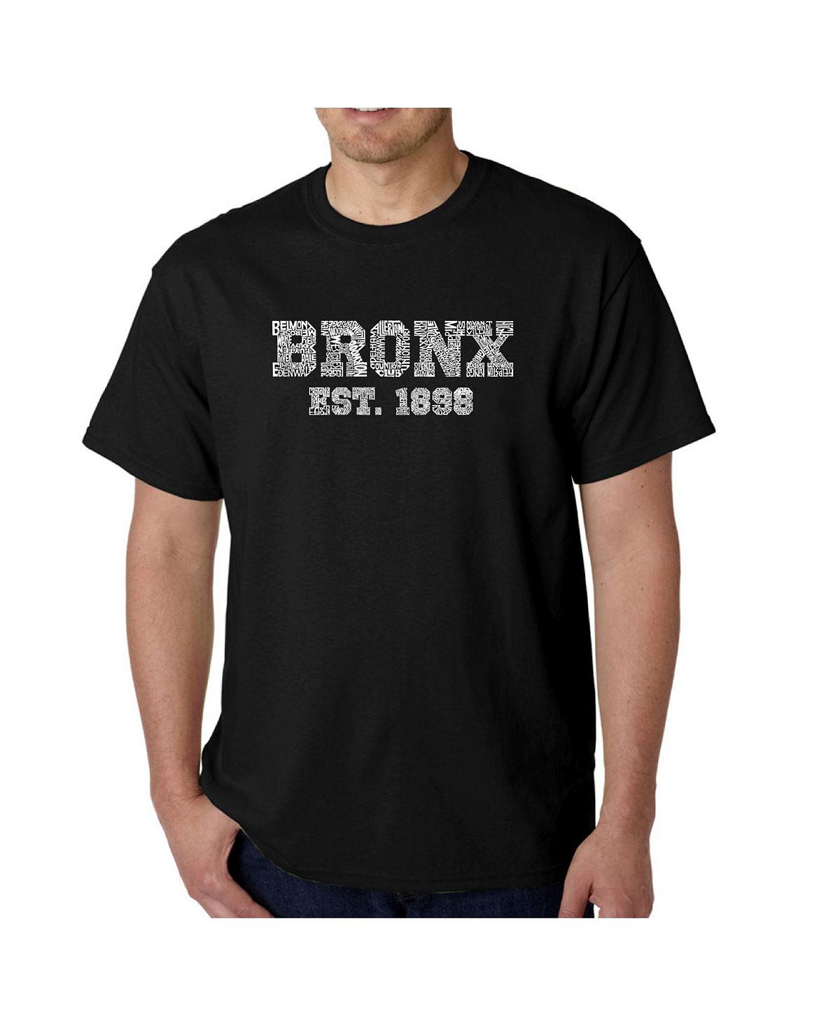 Мужская футболка word art - популярный бронкс, районы нью-йорка LA Pop Art, черный этим утром в нью йорке
