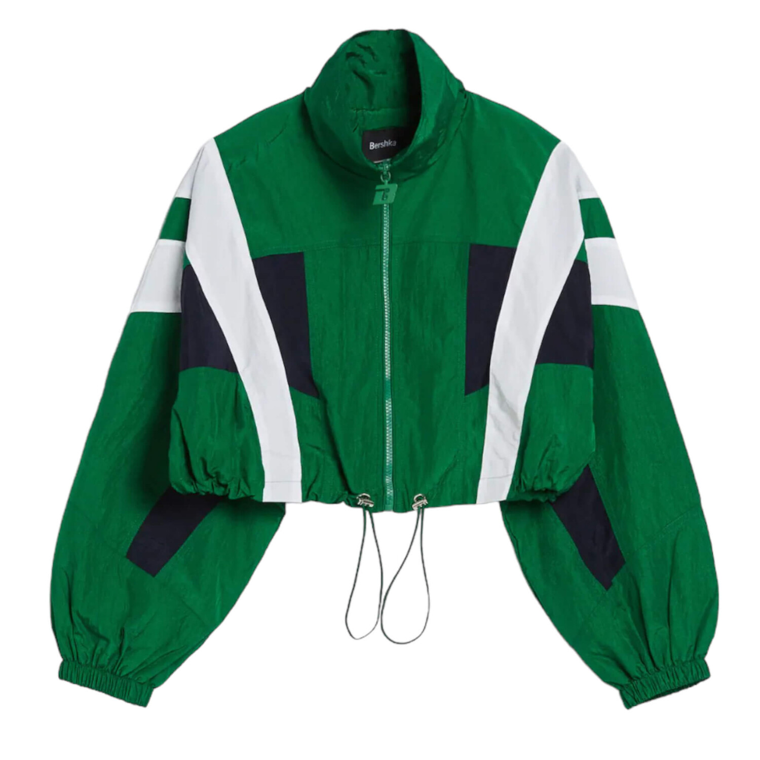 

Куртка Bershka Colour Block Cropped Nylon Effect, зеленый
