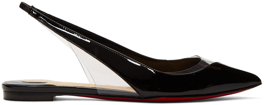 

Черные лакированные балетки с ремешком на пятке с V-образным вырезом Christian Louboutin
