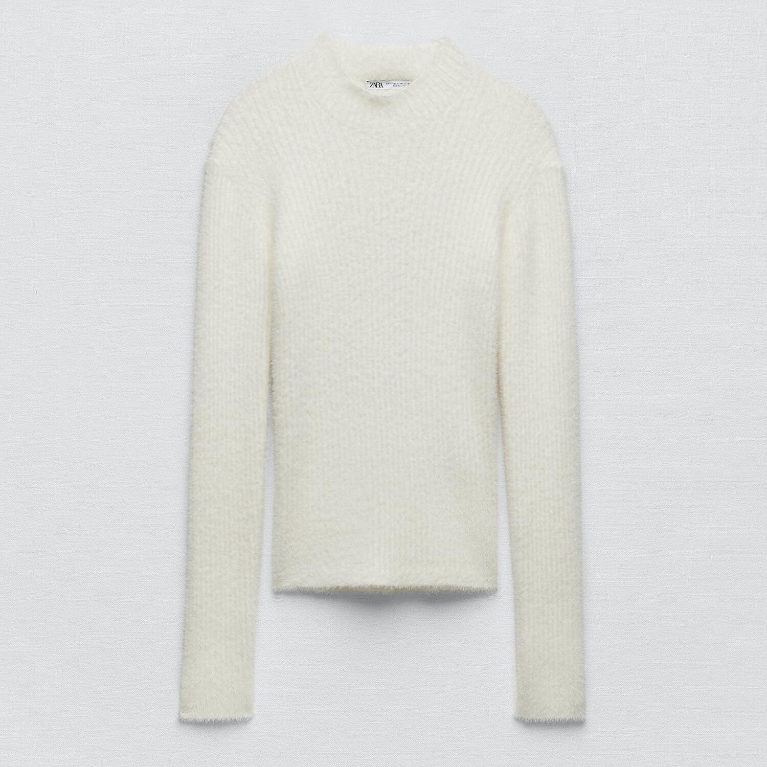 

Свитер Zara High Neck With Faux Fur, слоновая кость