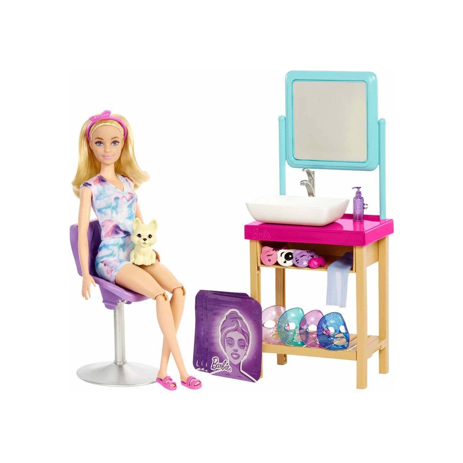 Игровой набор Barbie Sparkle Spa Day HCM82 игровой набор barbie пляжный спасатель