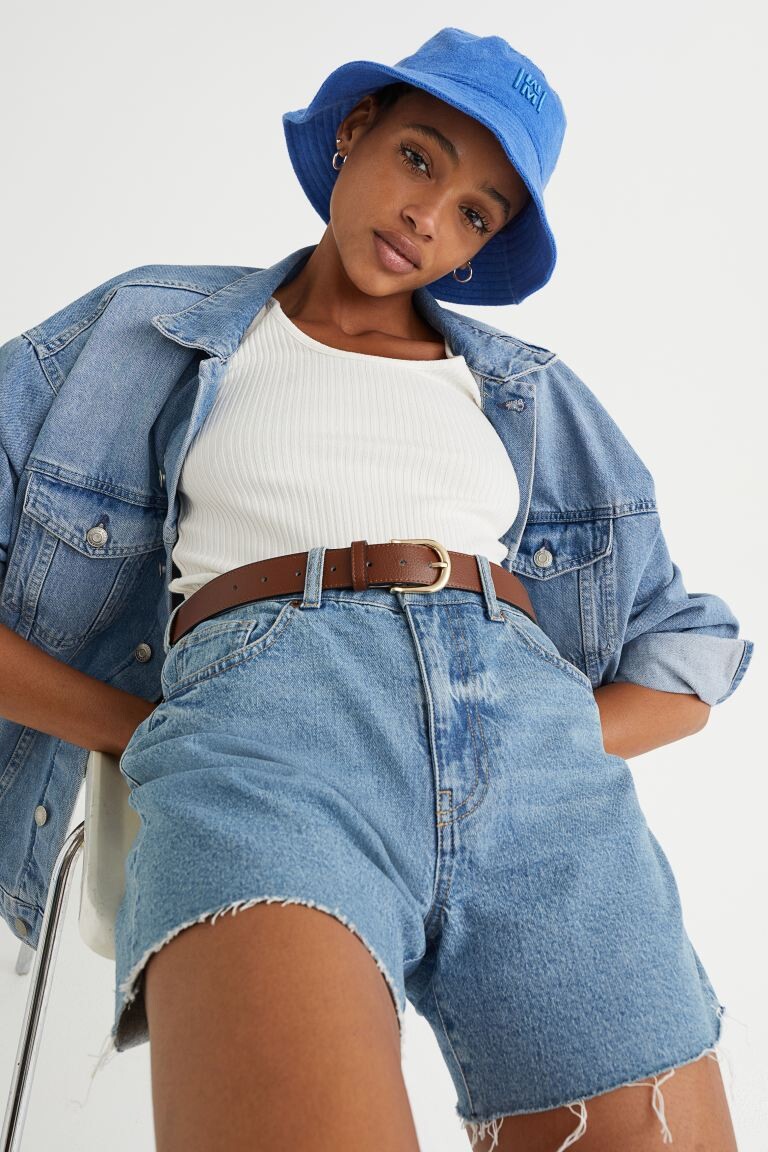 

Рыбацкая шапка из махровой ткани H&M, ярко-голубой