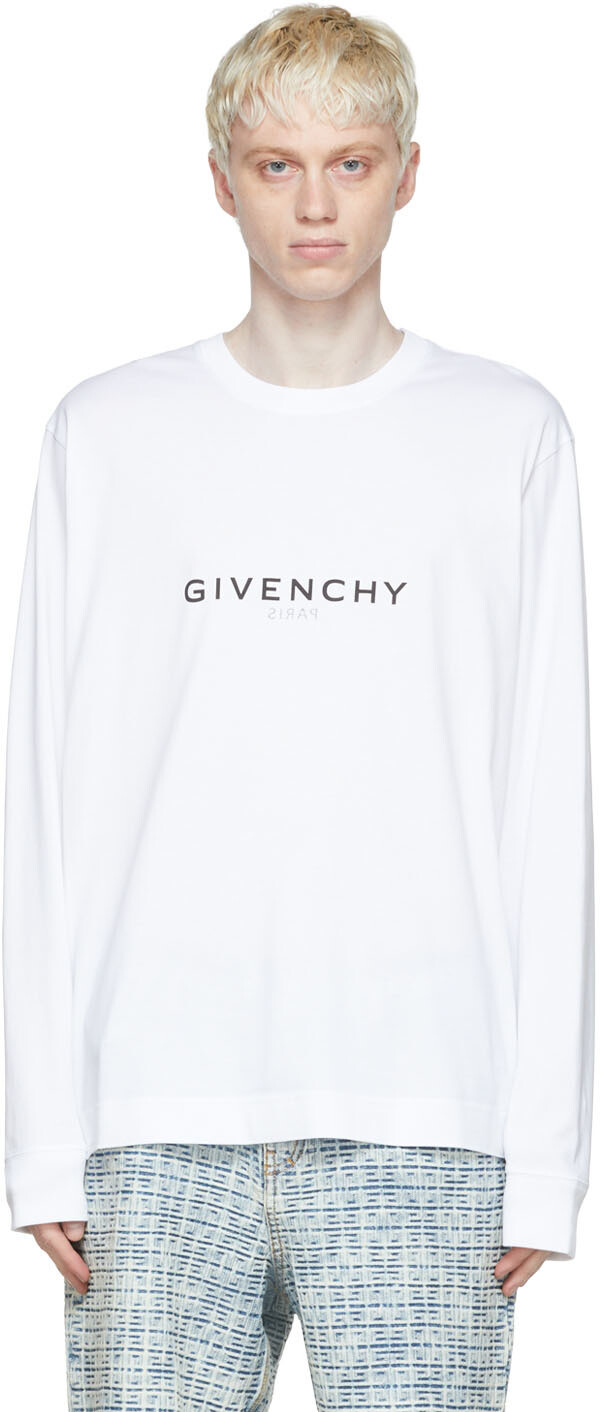 

Белая хлопковая футболка с длинным рукавом Givenchy, Белый