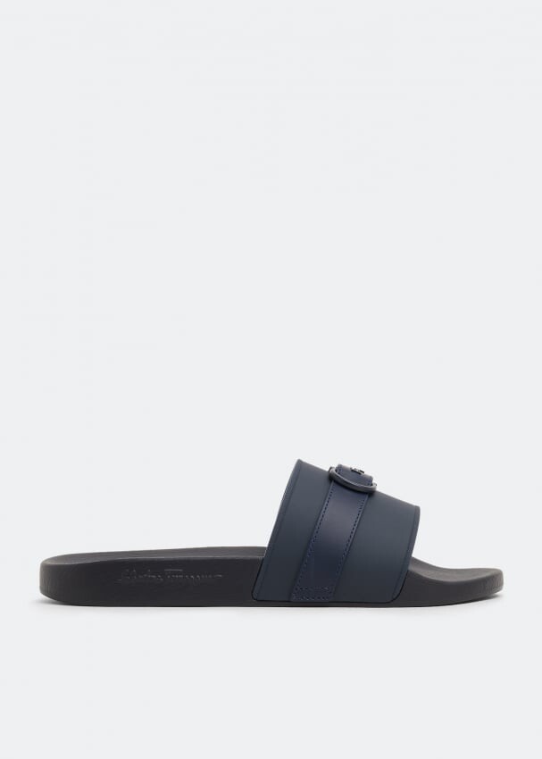 

Шлепанцы FERRAGAMO Gancini slides, синий