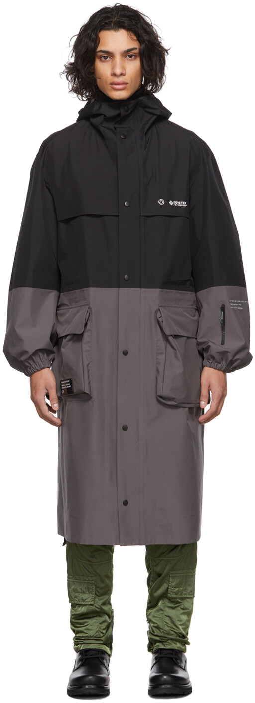 

7 Moncler FRGMT Hiroshi Fujiwara Черное и серое пальто Nembus Moncler Genius, Черный